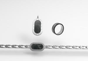 Quality Silver Stainless Steel Carbon Fiber Jewelry Trio Unisex Fashion Accessories wholesale