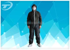 Quality Black Disposable Coveralls Suit Waterproof With Knitted Cuff wholesale