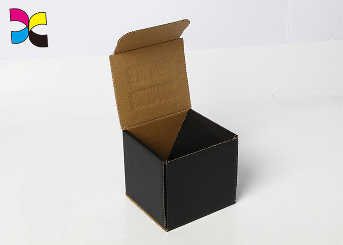 Matt Black Color Corrugated Paper Offset Printed Shipping Boxes Embossed Logo