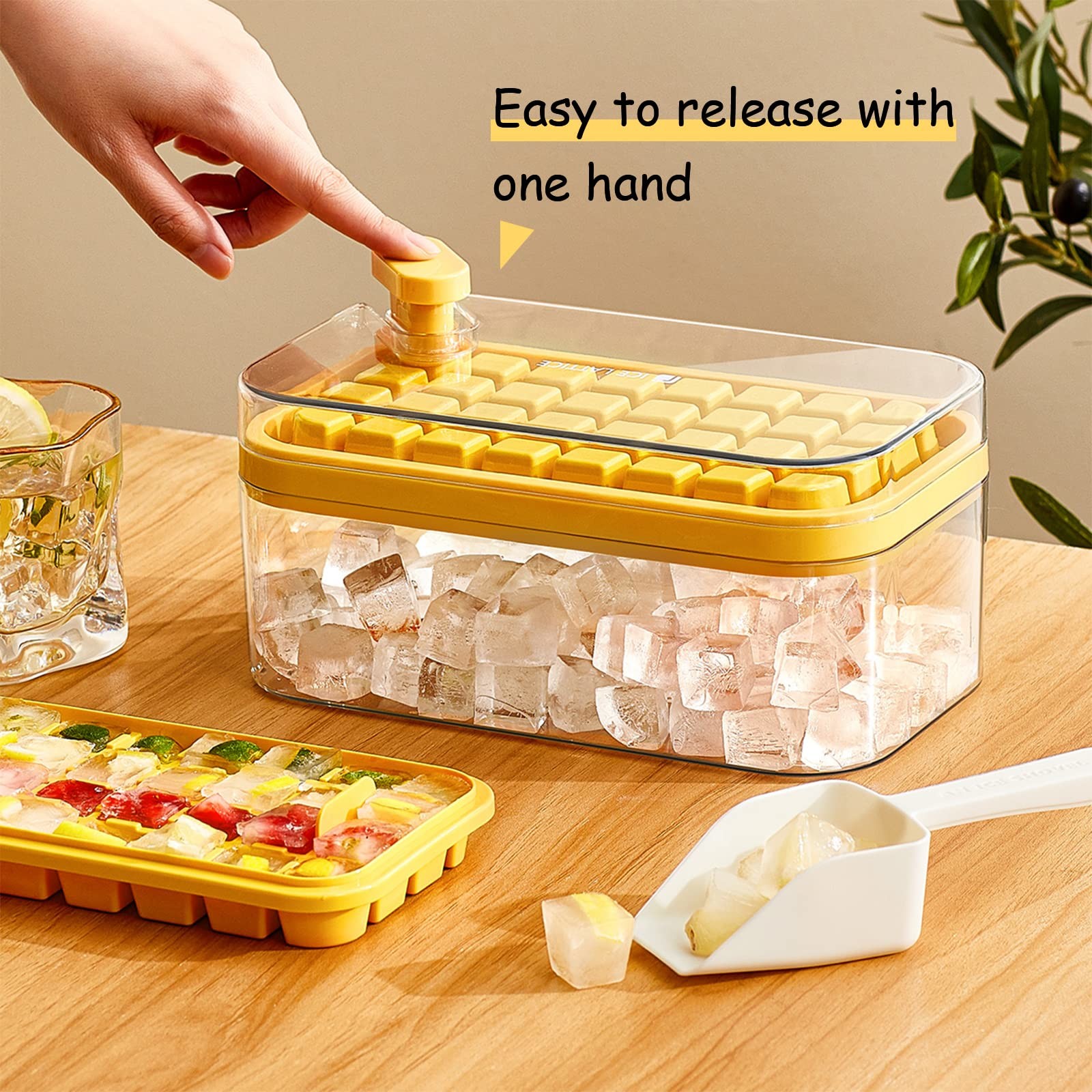 Ice Cube Trays With Lid And Bin Ice Cube Tray Mold For Whiskey Cocktail Juice Coffee