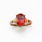 Rose Gold Plated Sterling Silver Red Cubic Zircon Ring (R251)