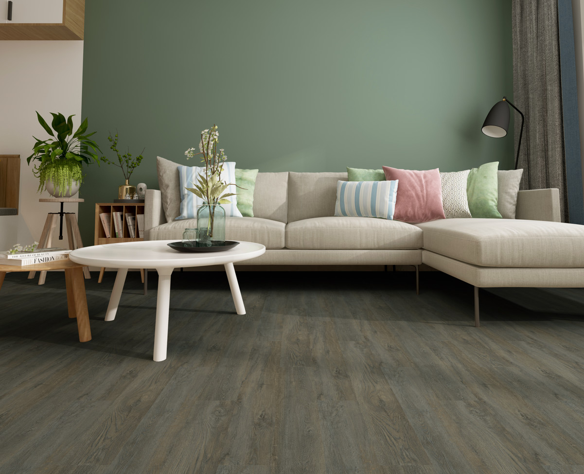 GKBM FT-W29123-3 183*1220mm Anti-slip Fireproof Gray Oak Stone Composite Click SPC Flooring