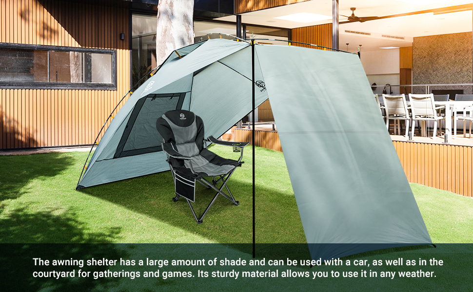 Waterproof Car Awning Sun Shelter, Portable Auto Canopy Camper Trailer Sun Shade for Camping, SUV, Outdoor, Beach Army