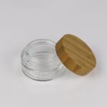 40ml 75ml 180ml Transparent Cosmetic Glass Jars With Bamboo Lid