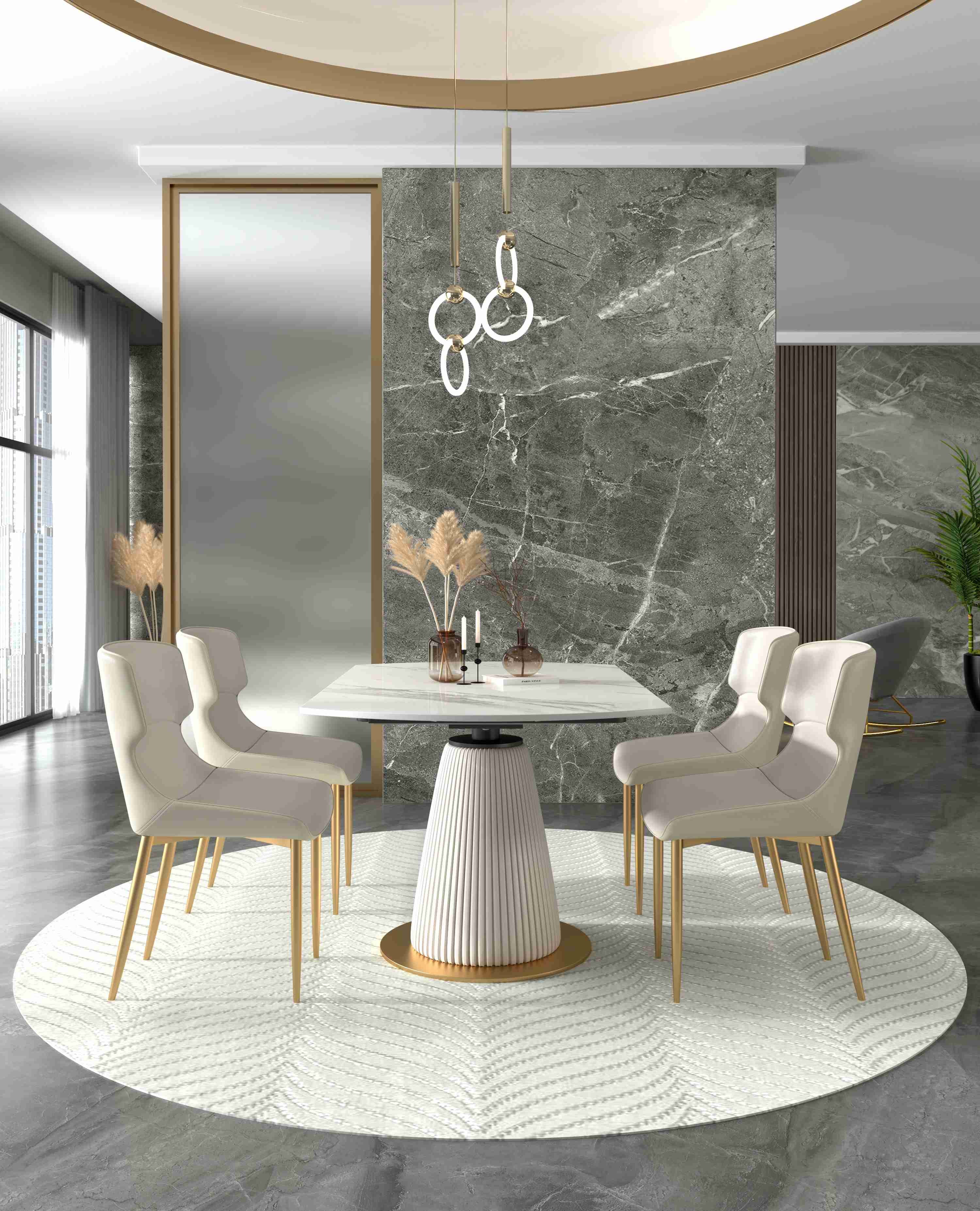 Telescopic Revolving Round Folding Rectangular Dining Table 8 seats For Apartment Hotel