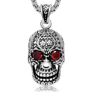 Quality Men's Necklace Vintage Old Stainless Steel Skull Pendant Necklace(SP407) wholesale