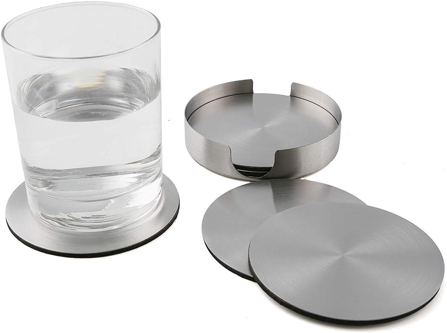Modern Stainless Steel Round Coasters for for hot or cold drinks