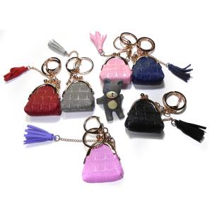 Quality ODM 40g Custom Logo Portable Black Tassel Keychain With Coin Bag wholesale