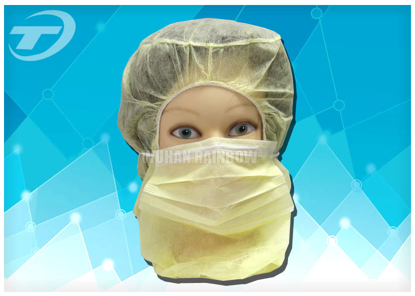 Disposable astronaut cap with face mask 2ply / 3ply earloop , made of polypropylene fabric