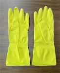 Yellow Natural Latex Household Rubber Gloves For Dishwashing