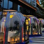 Prefab Glamping Geodesic Dome House Outdoor Dinning Room Waterproof PC Domes