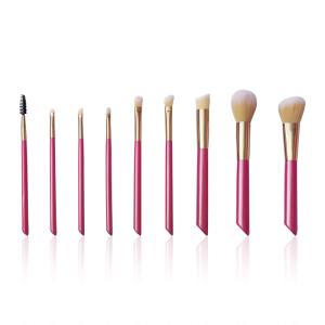 Quality OEM 9PCS Makeup Brush Set Low MOQ Vegan Pink Wood Handle Cosmetics Brushes wholesale