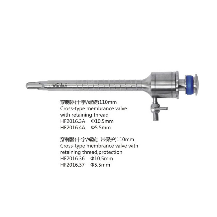 Laparoscopy Instrument Cross-Type Membrance Valve Trocar with Retaining Spiral