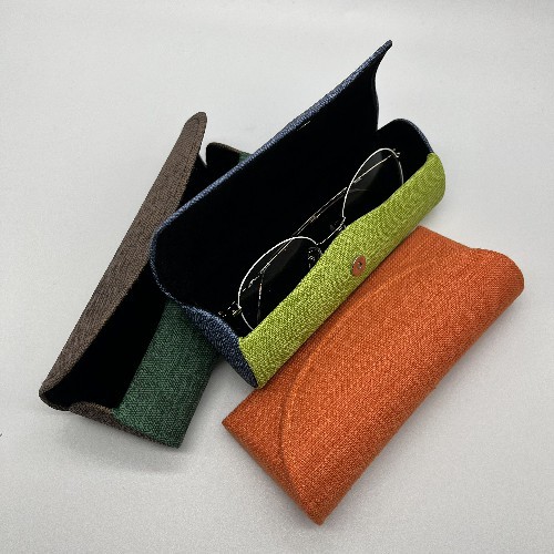Envelope Style Metal Eyeglass Case Canvas Exteriors Slim Metal Glasses Case 15CM