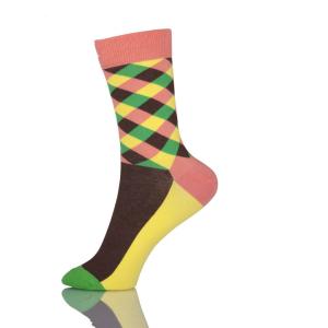 Quality Custom logo, design colored Pattern Dress Crew Trendy Cotton Happy Socks Women wholesale