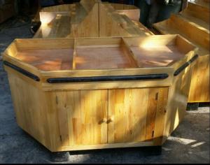Quality Pinewood Vegetable Wood Storage Rack For Hypermarket / Fruit Display Stand For Supermarket wholesale