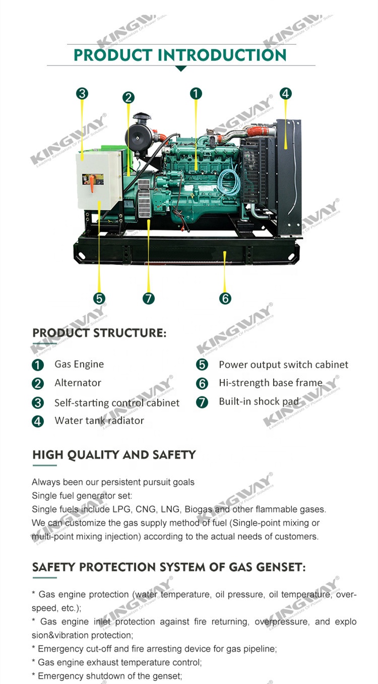 Oversea warranty 500kw - 2MW natural gas generator for power project open canopy 3 phase 50Hz 60 Hz 1500rpm 1800rpm
