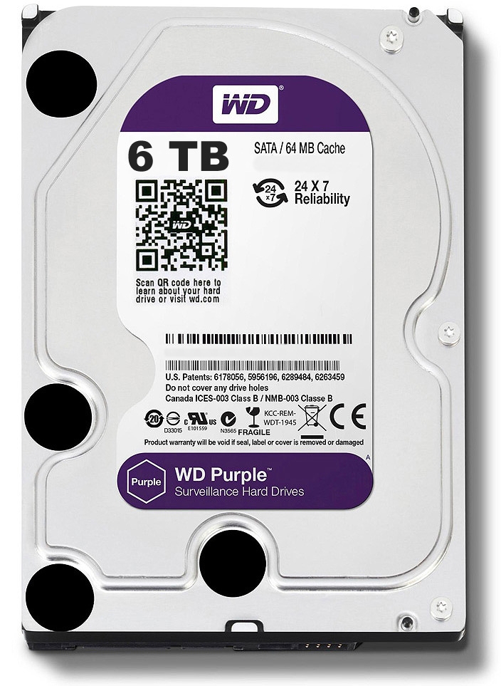 3.5" WD64PURZ 6TB WD Purple Surveillance Internal Hard Drive HDD