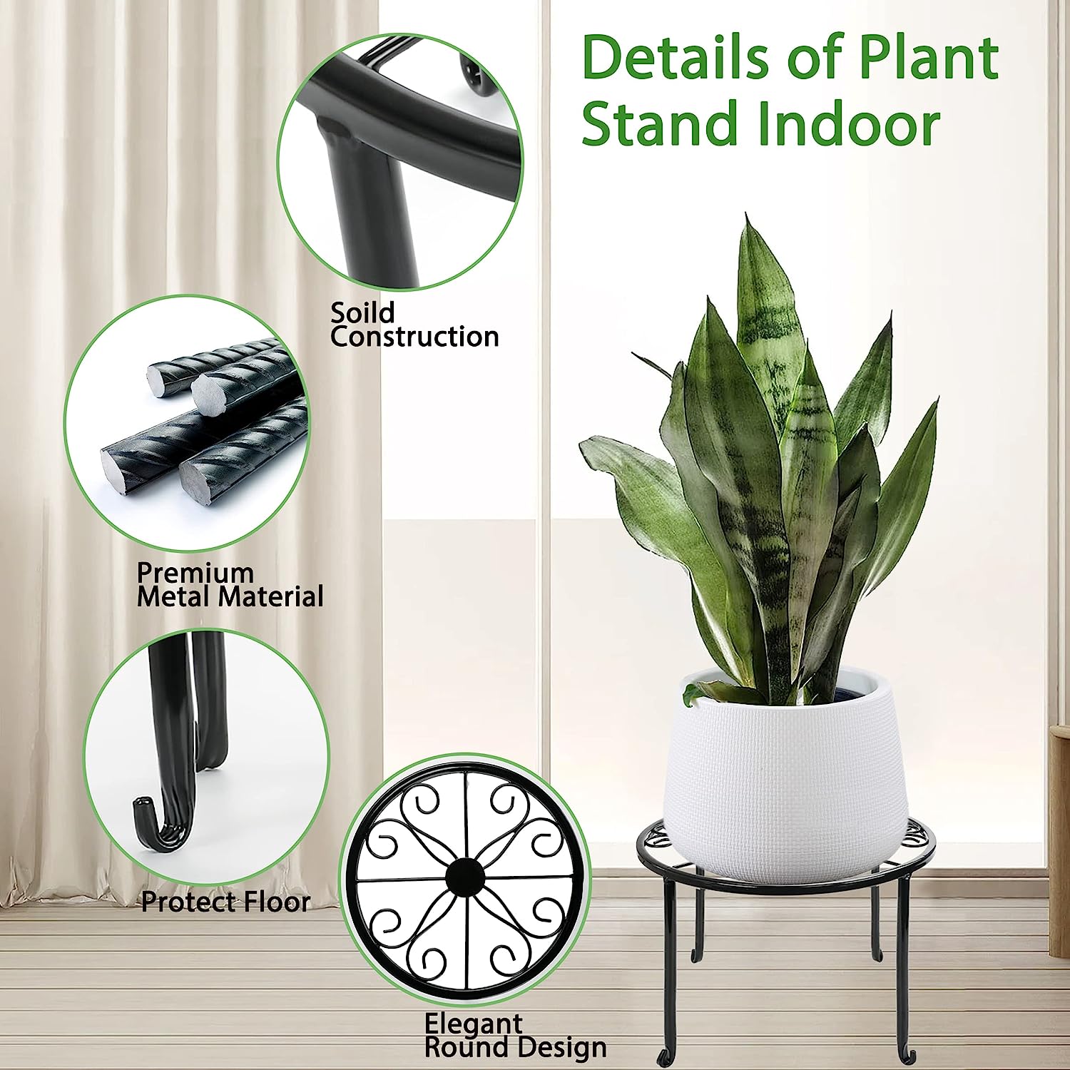 Powder Coated Iron Plant Shelf Heavy Duty Round Rack for Outdoor and Indoor Plants Ideal