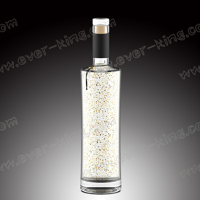 Flame Plating Transparent 500ML Glass Liquor Bottles With Glass Top