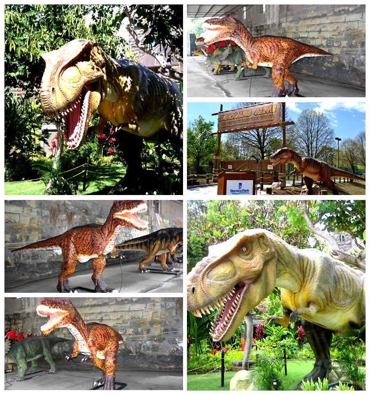 Amusement Park Fiberglass Dinosaur Mother And Daughter Normal Steel Frame Structure