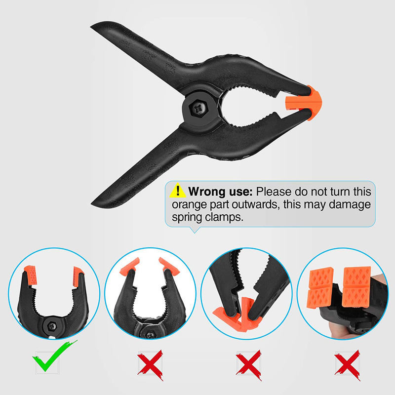 Nylon Plastic Metal Spring Clamp Photography Wood Working A Shape 2/4/6/9 Inch