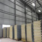 heat insualation corrugated grey white caravan wall rock wool sandwich panel