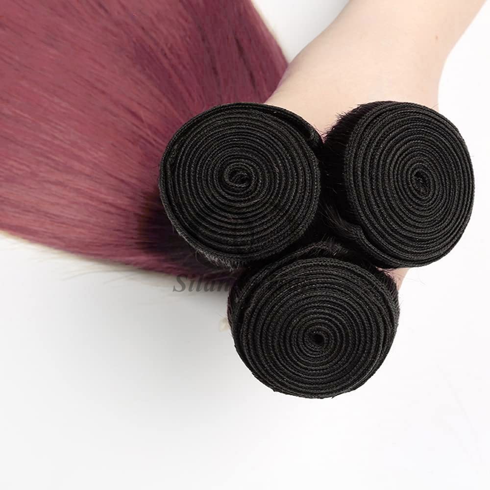 #T1B/Pink Straight Remy Human Hair Bundles Sew In Weave Bundles Brazilian Bundle Deals