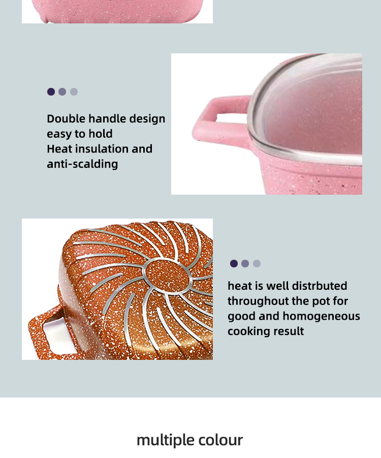 Wholesale Hot Selling White Kitchen Cooking Square Pot Sets Aluminum Non-Stick Cookware Pot Sets