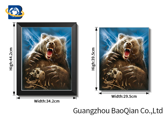 Framed Art Lenticular 3D Poster Angry Animal Changing Picture Home Decoration