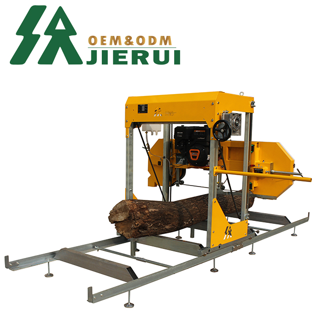 9HP Gasoline Engine Portable Horizontal Band Sawmill With 3.74*1.8*.17m Dimension