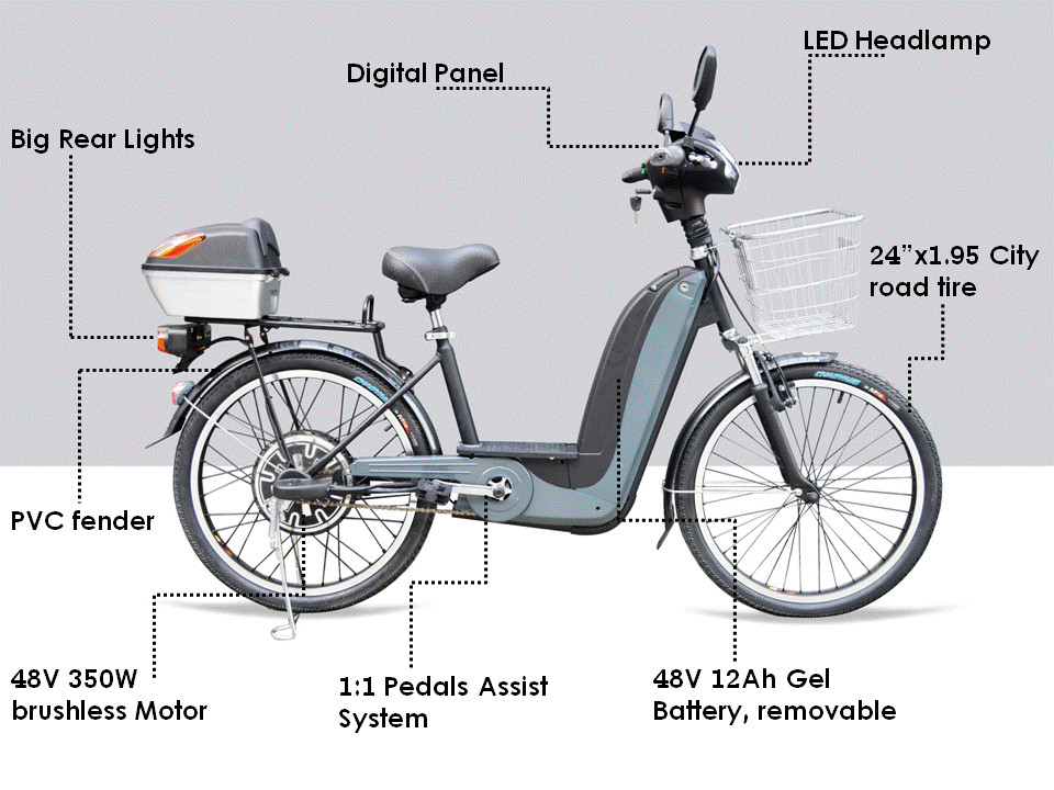 36V / 48V 350W Pedal Assist Electric Bike For Delivery Fast Food
