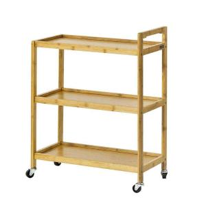 Quality 3 Tier Storage Bamboo Kitchen Shelf / Rack 58.1x30.2x76.4cm With Wheels wholesale