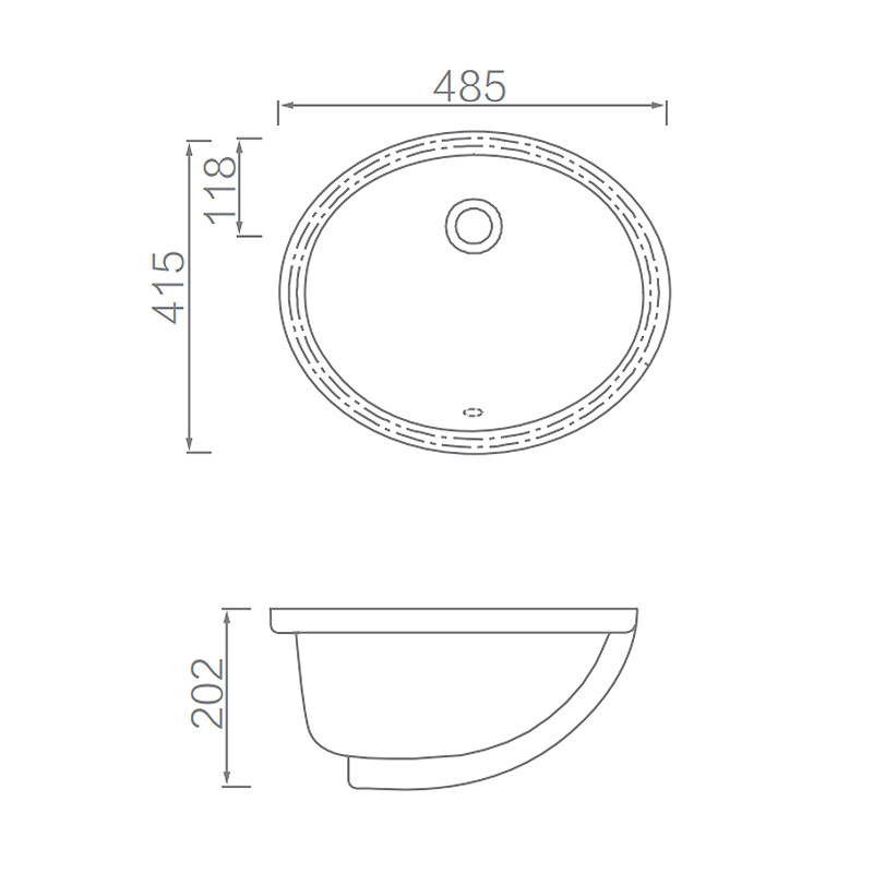 ARROW AP449 Lavatory Small Undercounter Basin No Faucet No Drainer