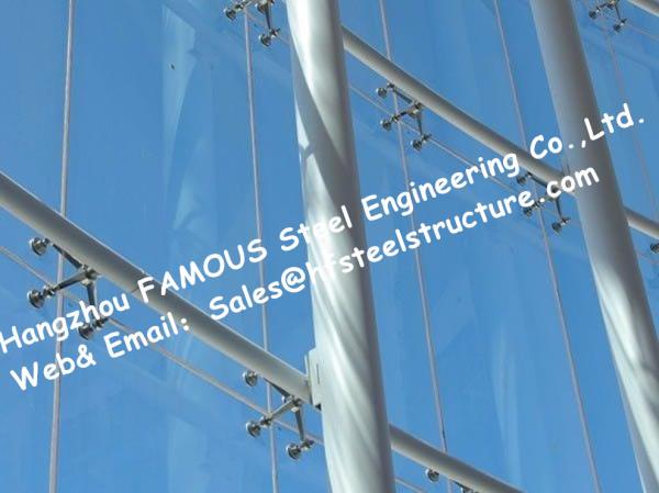 Spider Glass Façade Curtain Walls Bolted Point Fixed Glazing Curved Design for