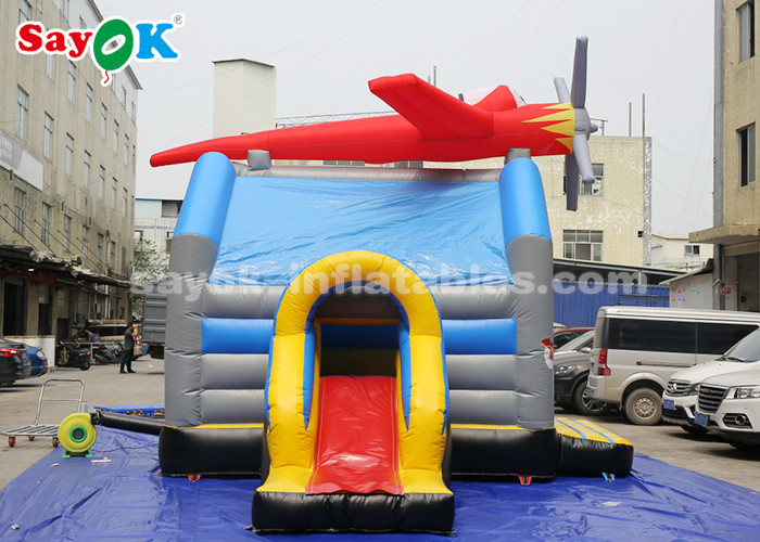 Inflable Bouncer Slides 0.4mm PVC Tarpaulin Inflatable Jump And Slide Bouncer With Airplane For Kids