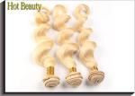 Machine Double Weft Virgin Peruvian Hair Extensions Natural Weave Blonde Color