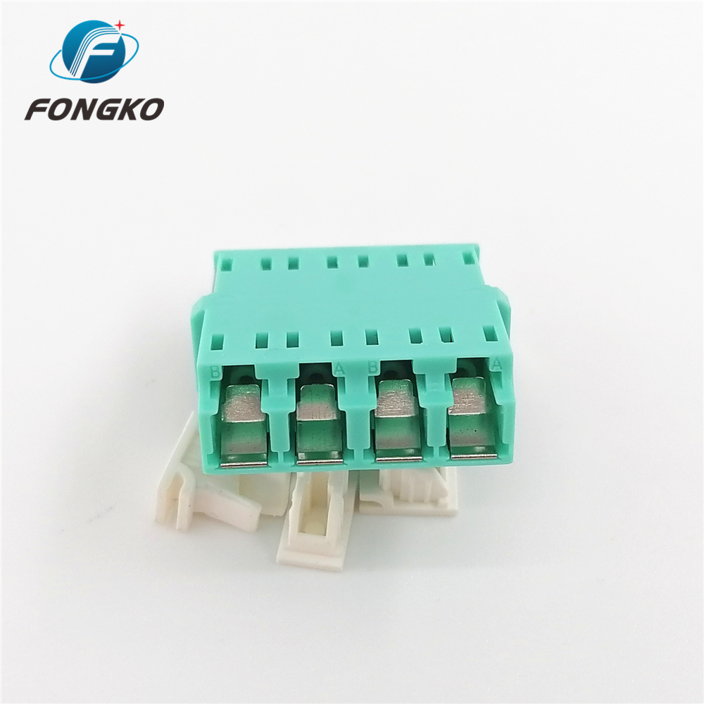Quad Shuttered OM3 Fiber Optic Cable Adapter Lc Bulkhead Connector For CATV