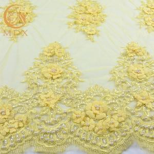 Quality Classic Clothing 3D Embroidered Floral Lace Beaded 135cm Width 80％ Nylon wholesale