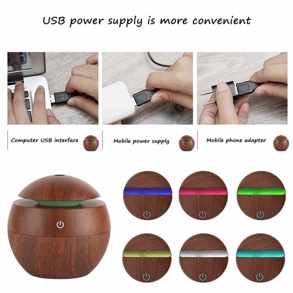 Portable 130ml Ultrasonic Cool Mist Air Diffuser