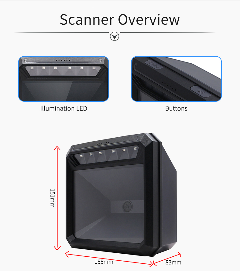 User-Friendly and Versatile Desktop Type USB Barcode Scanner for Convenient Scanning