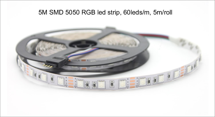 5m 12v 24v 16.4ft 60d waterproof smd 5050 rgb led strip light