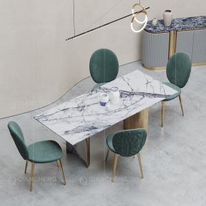 Quality Durable 180kg Rectangle Marble Dining 220cm Table Gold Stainless Steel Leg wholesale