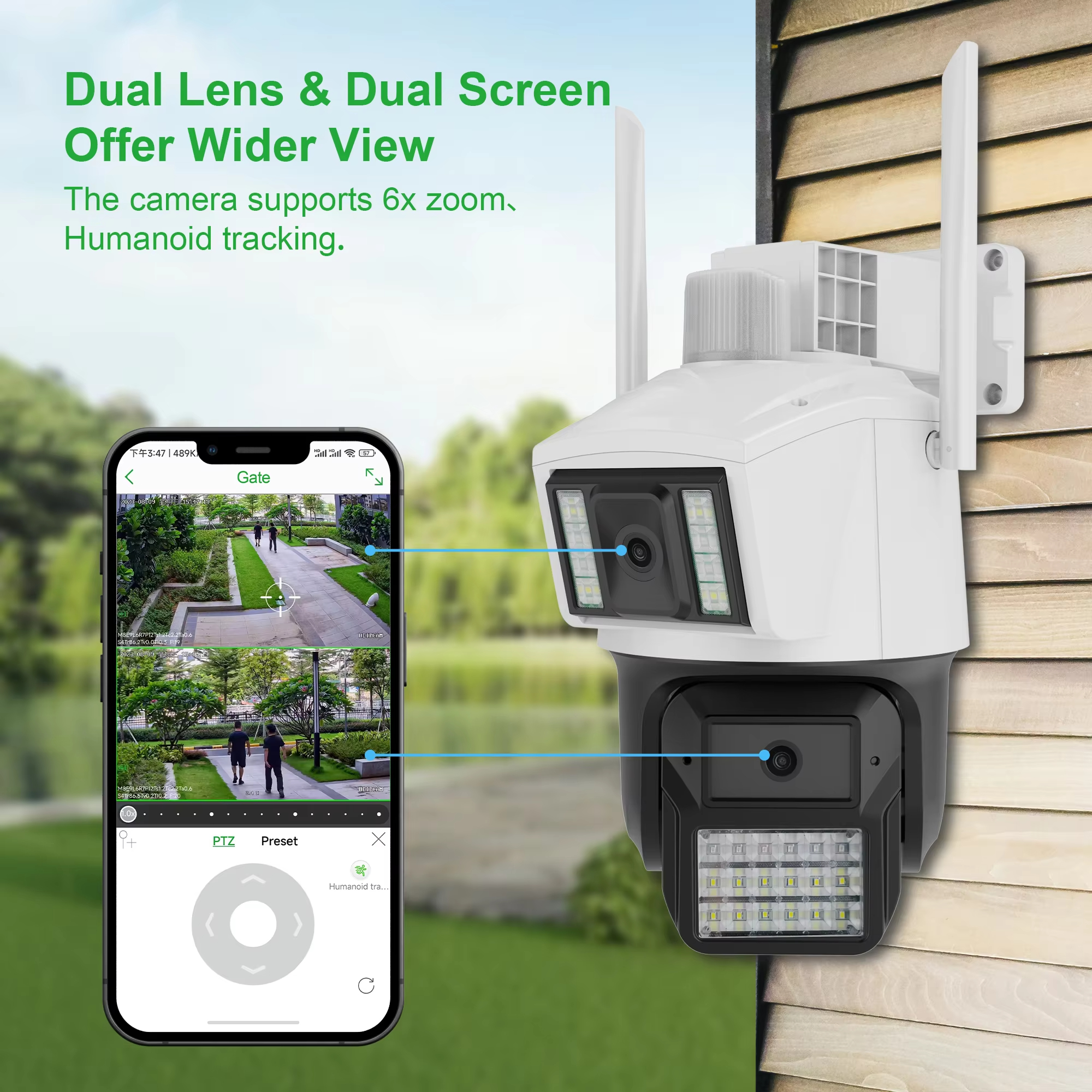 4mp Dual Lens Smart Wireless Camera CCTV Human Tracking Dual Light Night Vision Two Way Audio WIFI Securirty Camera
