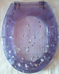 Quality poly-resin toilet seat cover,sea star shell design transparent poly-resin toilet seat, wholesale
