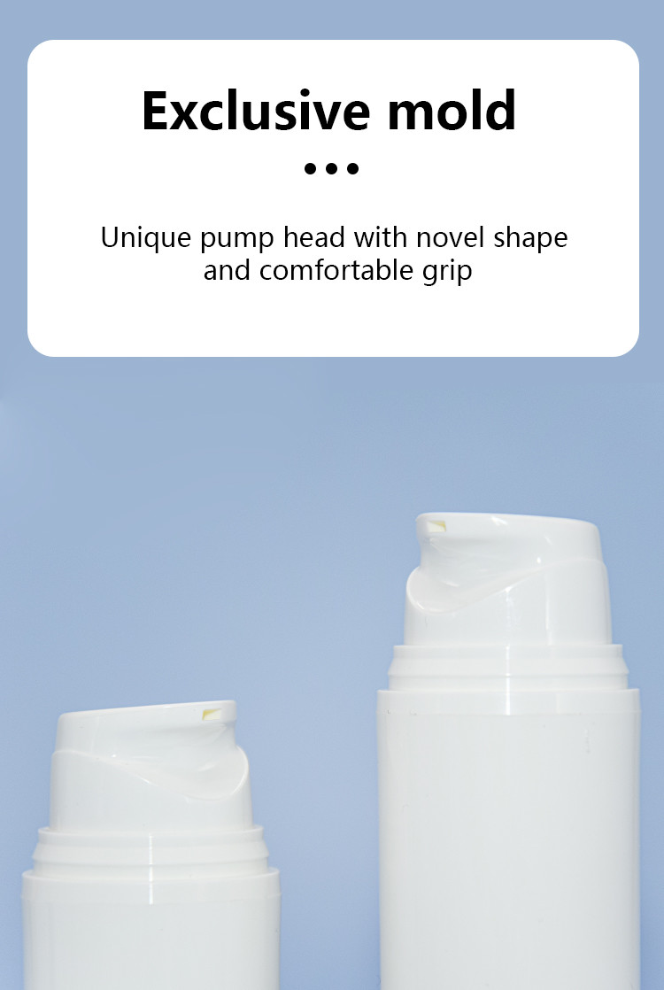 Customized Color Round 15ml / 30ml / 50ml Cosmetic Skincare Vacuum Bottle White PP Airless Bottle For Lotion/Serum/Cream/Foundation/Sunscreen uKA66