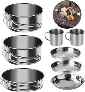 Quality 8PCS Camping Outdoor Cookware Set Stainless Steel Camp Accessories wholesale