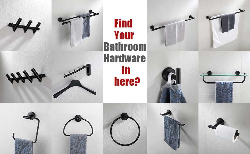 Modern Design Decor Stainless Steel Black Wall Mount Towel Rack Toilet Holder Bathroom Accessories Set Organizer