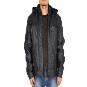 Quality Men'S High Quality PU Coats Hooded Jacket Plush Fur Coat keep warm Windbreak wholesale