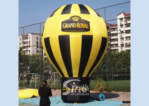Quality 5 meters high black N yellow Grand Royal advertising inflatable roof top balloon with strong ropes wholesale